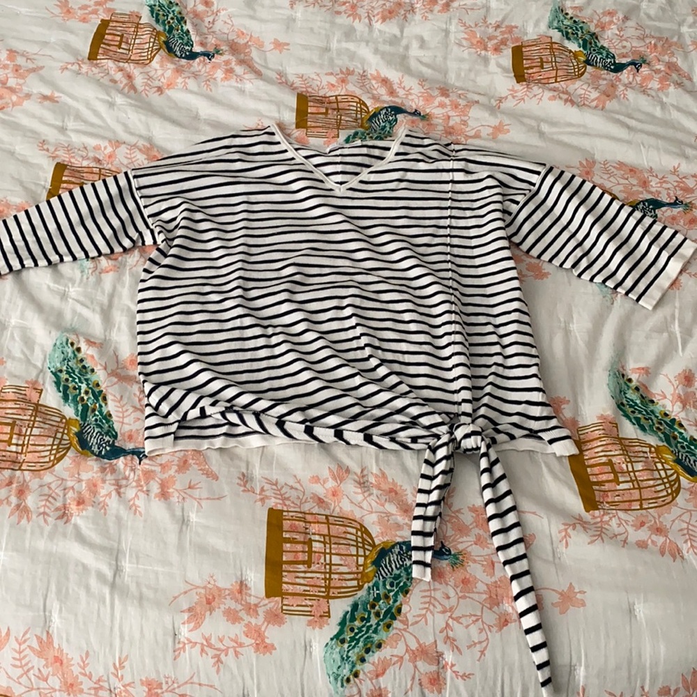 Time and Tru Striped Tie Front Sweater XL